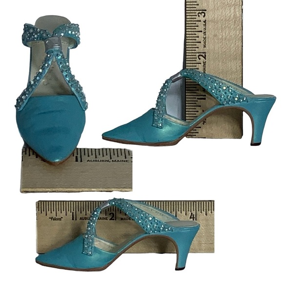 Vintage Miniature Collectible High Heel Shoe Retired LTD Edition 2000 Blue Teal - Picture 12 of 16